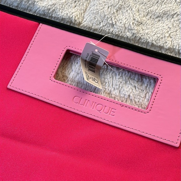 Clinique Limited Edition Hot Pink Shopper Tote Bag Cut Out Handles NEW - Picture 4 of 10